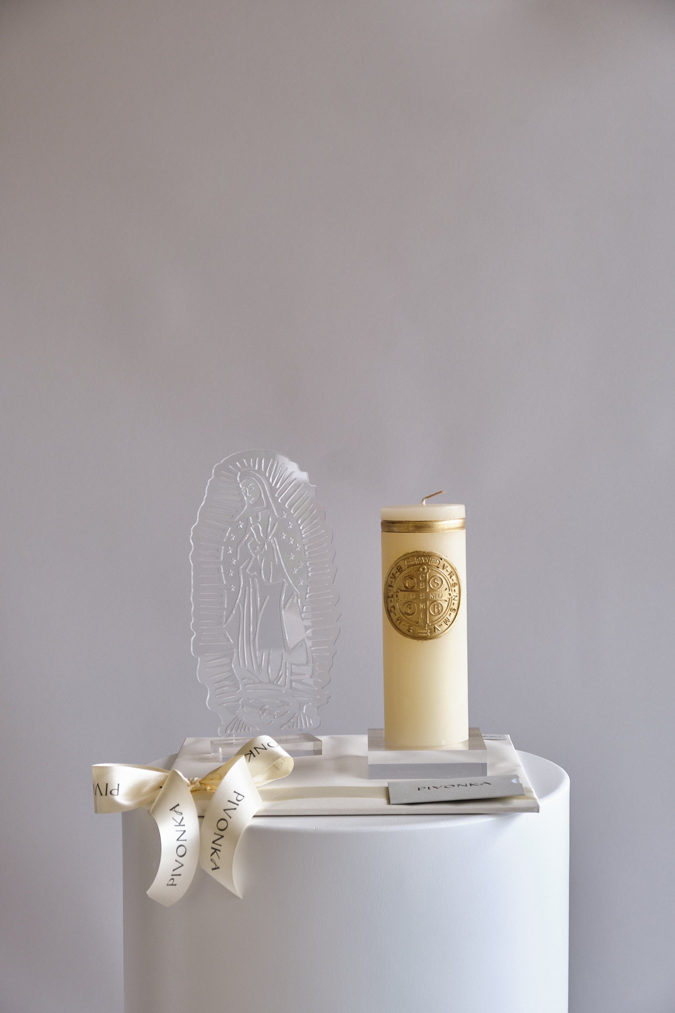 VIRGEN DE ACRILICO + CIRIO